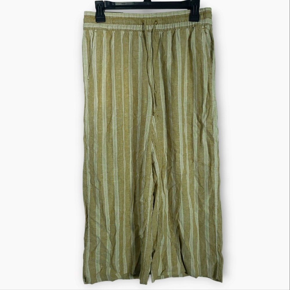 Banana Republic Size Extra Small Tan & Off White Wide Leg Cropped Pants